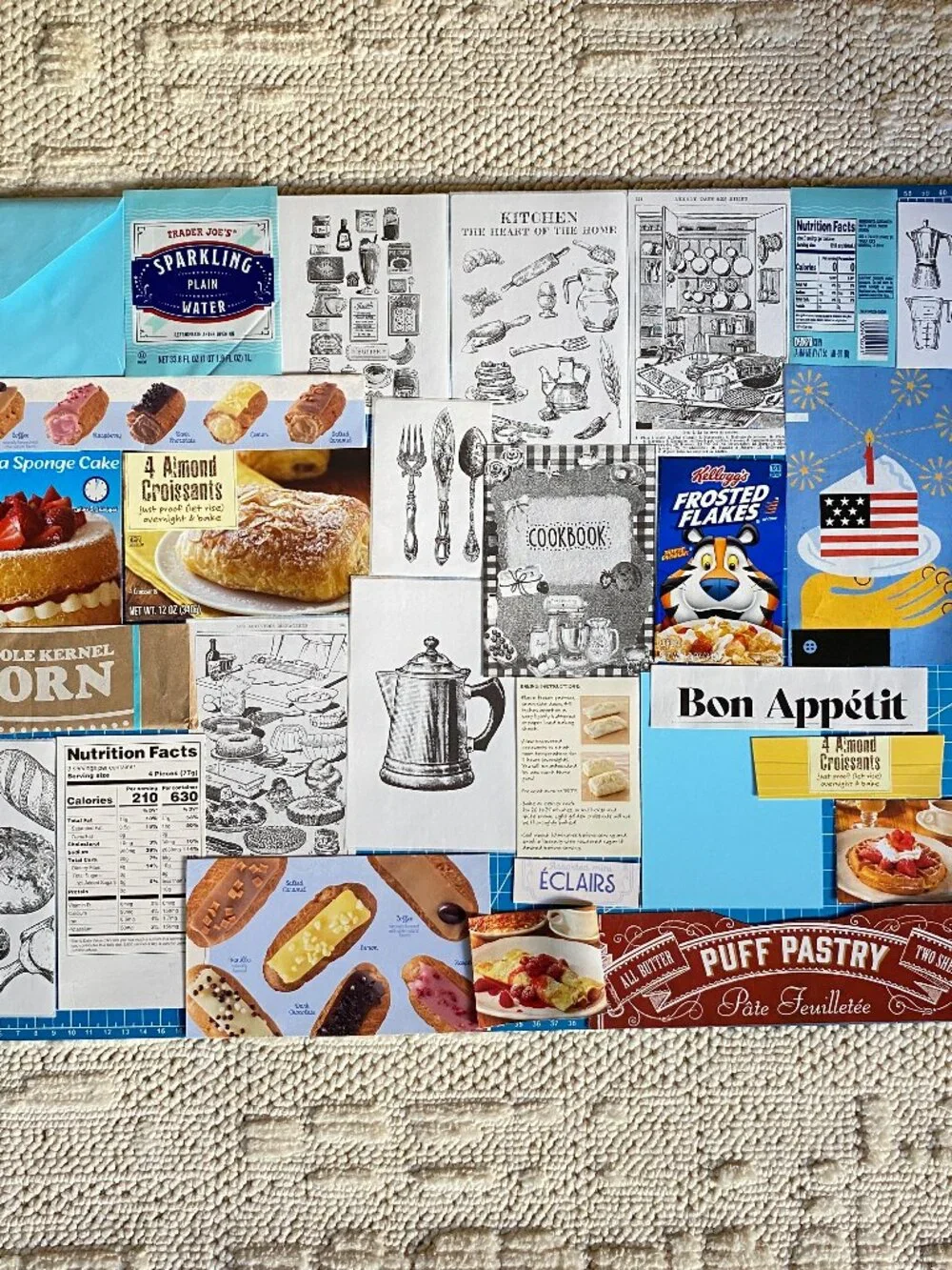 Foodie Junk Journal Kit – Curated Ephemera Pack - Blue